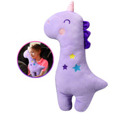 Farochy unicorn seatbelt pillow purple front view provides head support for long drives.