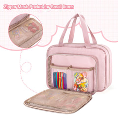Fasrom mesh pouches keep headbands and brushes neatly separated for quick access.