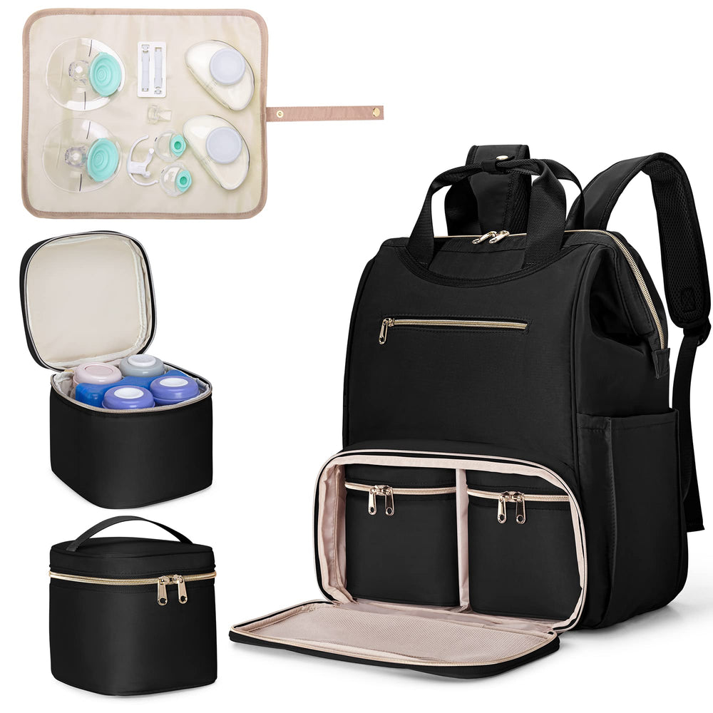 Fasrom wearable breast pump backpack with insulated pockets for bottles on the go