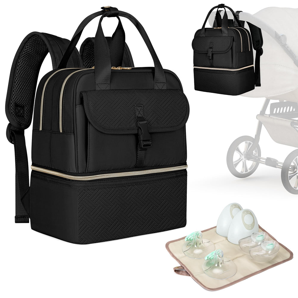 Fasrom wearable breast pump bag back view shows durable construction for on-the-go pumping.