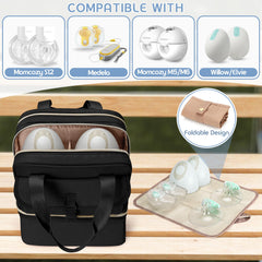 Fasrom wearable breast pump bag front pocket detail highlights quick-access storage for wipes and essentials.