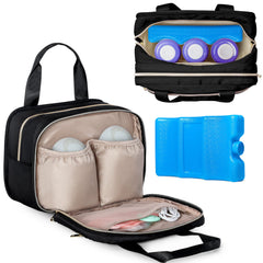 Fasrom wearable breast pump bag front view showing discreet design and capacity for on-the-go pumping