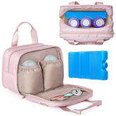 Fasrom wearable breast pump bag pink front view for on-the-go pumping storage.