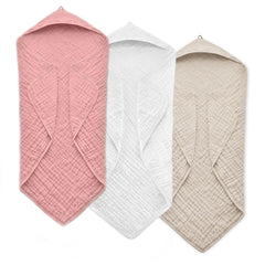 FAVERDIIY hooded baby towel newborn 35x35 inches provides cozy wrap for quick warmth after bath.