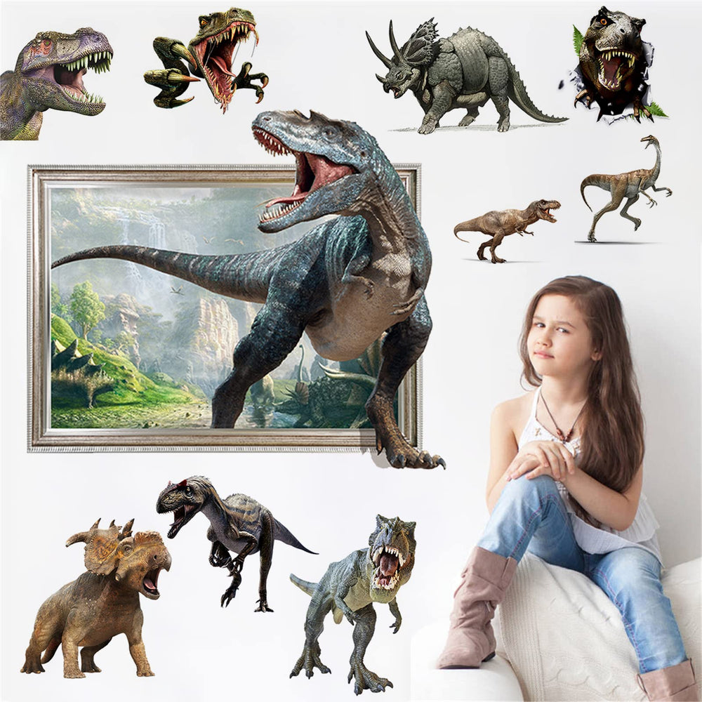 FAYYGYH 3D dinosaur wall stickers collection on a smooth wall for kid-friendly decor