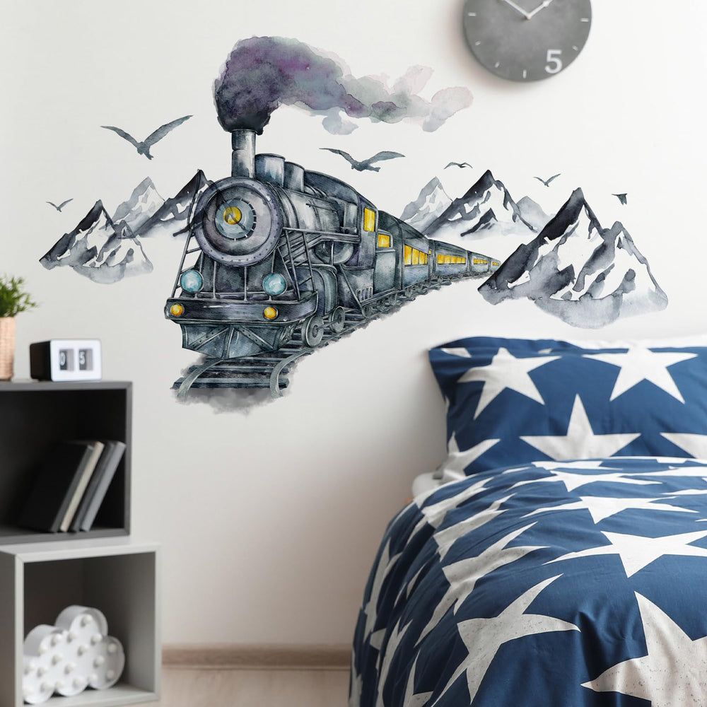 FAYYGYH Ink Train wall sticker roll packaging demonstrates easy setup on smooth surfaces.