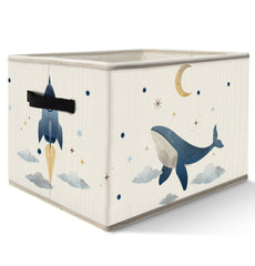 FDHSPAAM outer-space rocket whale bin with open top for toy storage and easy access.