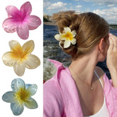 FDSQHSA Hawaiian flower hair clip pink close-up for all-day comfort.