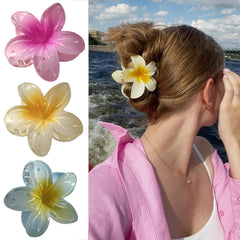 FDSQHSA Hawaiian flower hair clip pink close-up for all-day comfort.