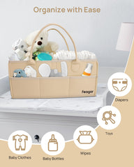 Feagar diaper caddy organizer with two removable dividers for customizable layout