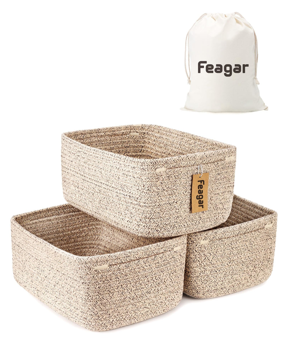 Feagar storage basket closeup cotton rope shows soft texture for everyday organization.