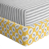 Featherhead 2-pack fitted crib sheets packaging with ribbon for eco-friendly gifting.