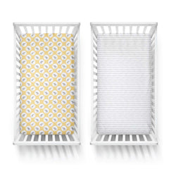 Featherhead 2-pack fitted crib sheets showing secure elastic edges for snug corners.