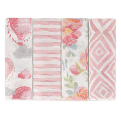 Featherhead Garden Floral swaddle pack front view shows soft breathable cotton fabric for newborn comfort.