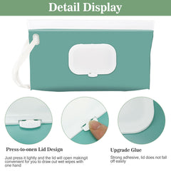 FEBSNOW portable dispenser with wrist strap shown attached to bag for hands-free use.