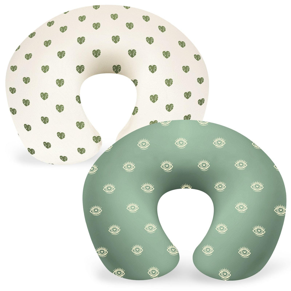 FEBSNOW nursing pillow cover green pack 2, ready for quick changes during feeds.