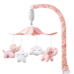 FEISIKE baby crib mobile rotating-dolls pink elephant calms baby