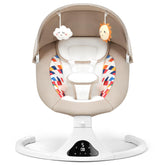 Feitiong baby swing beige seat with remote control provides convenient soothing for newborns.
