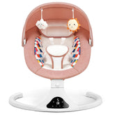 Feitiong pink infant swing side view with secure 5-point harness for newborn soothing
