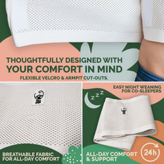 Feliz Wean chest binder armpit cutouts illustrate skin-friendly comfort.