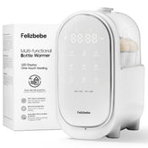 Felizbebe bottle warmer front view with dual bottles for quick feeding sessions