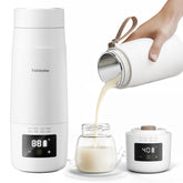 Felizbebe portable bottle warmer setup shows compact travel-ready design for quick feeds.