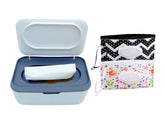 Femoliyes wet wipes dispenser blue front view with sleek, durable design for home or travel