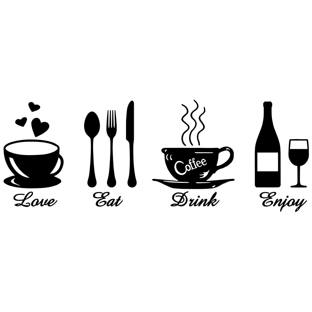 Fencosyn Eat Love Drink Enjoy kitchen sign decal enhances dining room ambiance with bold typography
