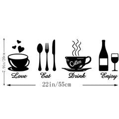 Fencosyn Eat Love Drink Enjoy wall sticker on smooth surface demonstrates easy adhesion