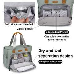 FHELAD diaper bag tote 14-pocket layout helps keep essentials organized