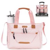 FHELAD diaper tote bag front view with roomy organization for busy moms.