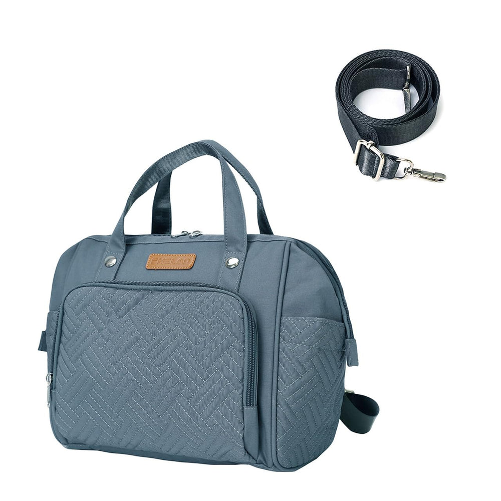 FHELAD small diaper bag backpack dark gray front view for everyday outings.