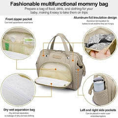 FHELAD small diaper bag backpack front pockets keep baby essentials organized.