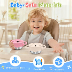 FHskFH snowflake lid toddler snack cups highlight secure spill-proof design for travel.