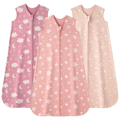 FIEMOL baby sleep sack 18-24m pink stars moon front view for breathable, cozy sleep