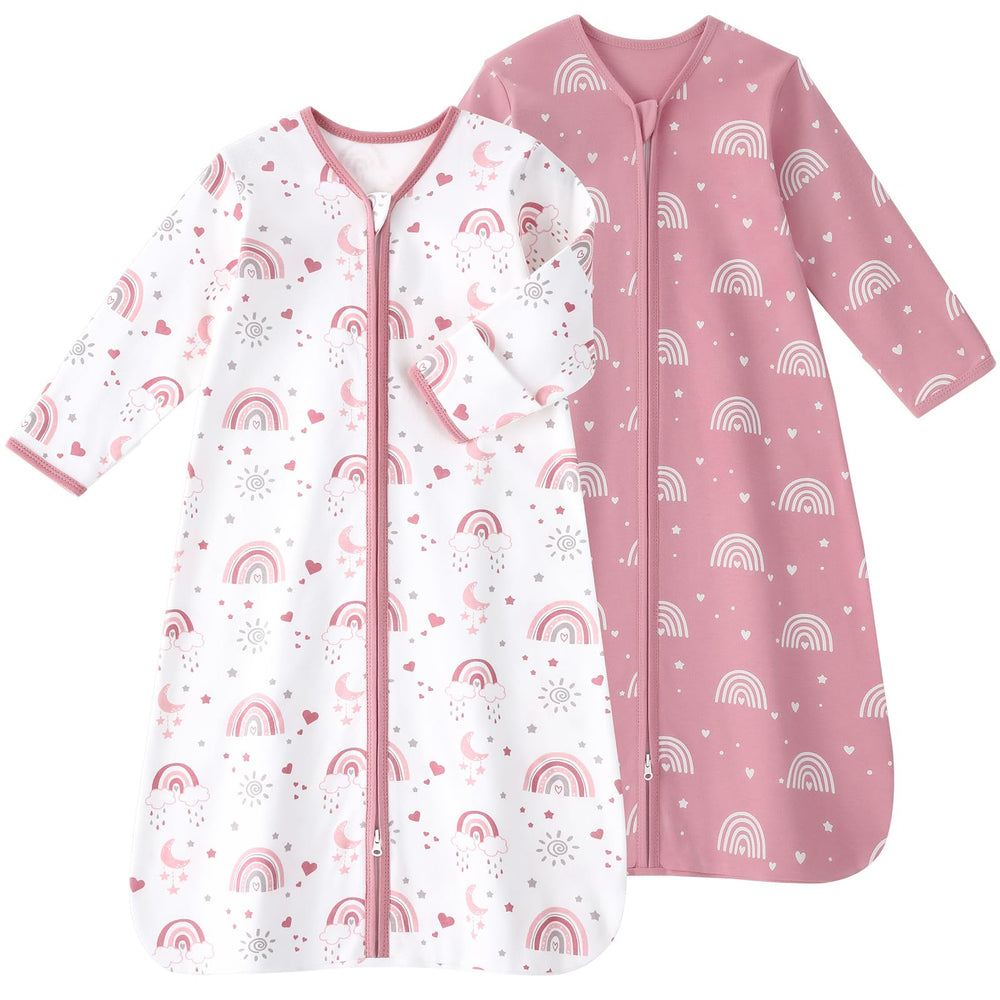 FIEMOL baby sleep sack pink rainbow long sleeve for gentle warmth and breathable cotton