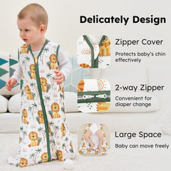 FIEMOL baby sleep sack side-zip demonstrates easy diaper changes with a two-way zipper.