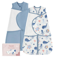 FIEMOL baby swaddle sleep sack with wings attached offers snug newborn security and startle support.