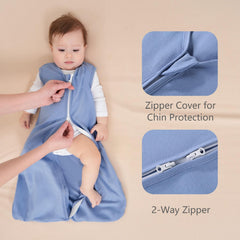 FIEMOL two-way zipper on sleep sack enables easy night-time diaper changes.