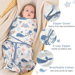 FIEMOL swaddle sleep mode with bottom zipper enables quiet, quick diaper changes.