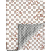 FIGEPO bear plaid baby blanket front view showing teddy motif for newborns