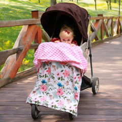 FIGEPO floral pink pattern blanket adds adorable nursery style.