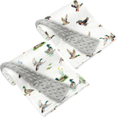 FIGEPO mallard duck baby blanket front view shows soft double layer for cozy sleep