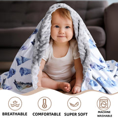 FIGEPO newborn boy blanket dotted back closeup highlighting textured backing