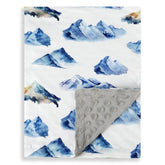 FIGEPO newborn boy blanket with mountain pattern front for stroller trips and naps
