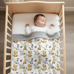 FIGEPO Safari Jungle Animals Baby Blanket - dotted back pattern adds gentle texture for baby comfort.