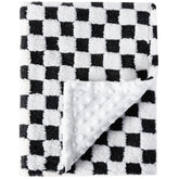 FIGEPO soft checkered baby blanket front view for cozy newborn warmth and style