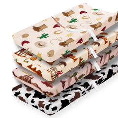 FIGEPO western cowboy crib sheet set fits standard cribs with secure elastic edge