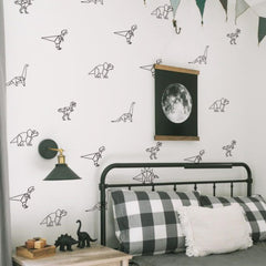Finduat Geometric Dinosaur wall decal, bold center piece, removable on smooth walls.