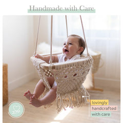 Finn + Emma organic cotton macrame detail adds soft texture and breathable comfort for infant play.